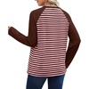 image:imageWIHOLL Long Sleeve Shirts for Women Crewneck Tops Fall Clothes Outfits 2026  Dressy Casual Crewneck Striped Teacher T Shirts Winter Trendy Cute Sweatshirt for Vacation Travel Date Office Work 2026BrownPink