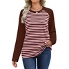 image:imageWIHOLL Long Sleeve Shirts for Women Crewneck Tops Fall Clothes Outfits 2026  Dressy Casual Crewneck Striped Teacher T Shirts Winter Trendy Cute Sweatshirt for Vacation Travel Date Office Work 2026BrownPink