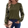 image:imageWIHOLL Long Sleeve Shirts for Women Fall Fashion Tops Trendy Color Block  Winter Clothing 2026 Lightweight Soft Loose Fit Business CasualCamo Army Green