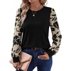 image:imageWIHOLL Long Sleeve Shirts for Women Fall Fashion Tops Trendy Color Block  Winter Clothing 2026 Lightweight Soft Loose Fit Business CasualFloral Black