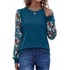image:imageWIHOLL Long Sleeve Shirts for Women Fall Fashion Tops Trendy Color Block  Winter Clothing 2026 Lightweight Soft Loose Fit Business CasualFloral Teal