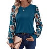 image:imageWIHOLL Long Sleeve Shirts for Women Fall Fashion Tops Trendy Color Block  Winter Clothing 2026 Lightweight Soft Loose Fit Business CasualFloral Teal