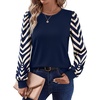 image:imageWIHOLL Long Sleeve Shirts for Women Fall Fashion Tops Trendy Color Block  Winter Clothing 2026 Lightweight Soft Loose Fit Business CasualGraphic Dark Blue