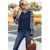 image:imageWIHOLL Long Sleeve Shirts for Women Fall Fashion Tops Trendy Color Block  Winter Clothing 2026 Lightweight Soft Loose Fit Business CasualGraphic Dark Blue