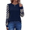 image:imageWIHOLL Long Sleeve Shirts for Women Fall Fashion Tops Trendy Color Block  Winter Clothing 2026 Lightweight Soft Loose Fit Business CasualGraphic Dark Blue