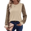 image:imageWIHOLL Long Sleeve Shirts for Women Fall Fashion Tops Trendy Color Block  Winter Clothing 2026 Lightweight Soft Loose Fit Business CasualLeopard Khaki