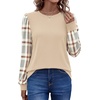 image:imageWIHOLL Long Sleeve Shirts for Women Fall Fashion Tops Trendy Color Block  Winter Clothing 2026 Lightweight Soft Loose Fit Business CasualPlaid Beige