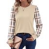 image:imageWIHOLL Long Sleeve Shirts for Women Fall Fashion Tops Trendy Color Block  Winter Clothing 2026 Lightweight Soft Loose Fit Business CasualPlaid Beige
