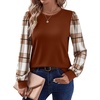 image:imageWIHOLL Long Sleeve Shirts for Women Fall Fashion Tops Trendy Color Block  Winter Clothing 2026 Lightweight Soft Loose Fit Business CasualPlaid Caramel