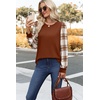 image:imageWIHOLL Long Sleeve Shirts for Women Fall Fashion Tops Trendy Color Block  Winter Clothing 2026 Lightweight Soft Loose Fit Business CasualPlaid Caramel