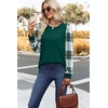 image:imageWIHOLL Long Sleeve Shirts for Women Fall Fashion Tops Trendy Color Block  Winter Clothing 2026 Lightweight Soft Loose Fit Business CasualPlaid Green