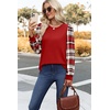 image:imageWIHOLL Long Sleeve Shirts for Women Fall Fashion Tops Trendy Color Block  Winter Clothing 2026 Lightweight Soft Loose Fit Business CasualPlaid Red