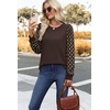 image:imageWIHOLL Long Sleeve Shirts for Women Fall Fashion Tops Trendy Color Block  Winter Clothing 2026 Lightweight Soft Loose Fit Business CasualPolka Dot Brown