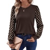 image:imageWIHOLL Long Sleeve Shirts for Women Fall Fashion Tops Trendy Color Block  Winter Clothing 2026 Lightweight Soft Loose Fit Business CasualPolka Dot Brown