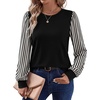 image:imageWIHOLL Long Sleeve Shirts for Women Fall Fashion Tops Trendy Color Block  Winter Clothing 2026 Lightweight Soft Loose Fit Business CasualStriped Black Beige
