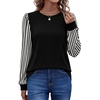 image:imageWIHOLL Long Sleeve Shirts for Women Fall Fashion Tops Trendy Color Block  Winter Clothing 2026 Lightweight Soft Loose Fit Business CasualStriped Black Beige