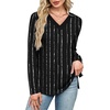 image:imageWIHOLL Long Sleeve Shirts for Women V Neck Casual Tops V Neck Fall Clothes 2025 FashionB  Stripe Black