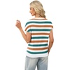 image:imageWIHOLL Short Sleeve Sweater for Women Trendy Womens Tops 2026 Summer Crew Neck T Shirts Cap Sleeve Beach Fashion Travel Outfits Vacation Clothes Dressy Casual Lightweight Sweaters White Striped M