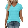 image:imageWIHOLL Short Sleeve Sweater for Women V Neck Trendy Summer Tops 2026 Spring Fashion Clothing Business Casual OutfitsAqua