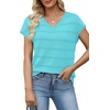 image:imageWIHOLL Short Sleeve Sweater for Women V Neck Trendy Summer Tops 2026 Spring Fashion Clothing Business Casual OutfitsAqua
