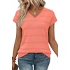 image:imageWIHOLL Short Sleeve Sweater for Women V Neck Trendy Summer Tops 2026 Spring Fashion Clothing Business Casual OutfitsCoral