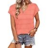 image:imageWIHOLL Short Sleeve Sweater for Women V Neck Trendy Summer Tops 2026 Spring Fashion Clothing Business Casual OutfitsCoral