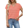 image:imageWIHOLL Short Sleeve Sweater for Women V Neck Trendy Summer Tops 2026 Spring Fashion Clothing Business Casual OutfitsCoral