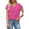 image:imageWIHOLL Short Sleeve Sweater for Women V Neck Trendy Summer Tops 2026 Spring Fashion Clothing Business Casual OutfitsHot Pink