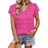 image:imageWIHOLL Short Sleeve Sweater for Women V Neck Trendy Summer Tops 2026 Spring Fashion Clothing Business Casual OutfitsHot Pink