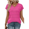 image:imageWIHOLL Short Sleeve Sweater for Women V Neck Trendy Summer Tops 2026 Spring Fashion Clothing Business Casual OutfitsHot Pink