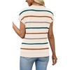 image:imageWIHOLL Short Sleeve Sweater for Women V Neck Trendy Summer Tops 2026 Spring Fashion Clothing Business Casual OutfitsZ  Green Apricot Stripes