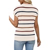 image:imageWIHOLL Short Sleeve Sweater for Women V Neck Trendy Summer Tops 2026 Spring Fashion Clothing Business Casual OutfitsZ  Stripes Apricot Wine