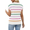 image:imageWIHOLL Short Sleeve Sweater for Women V Neck Trendy Summer Tops 2026 Spring Fashion Clothing Business Casual OutfitsZ  White Rainbow