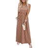 image:imageWIHOLL Summer Dresses for Women 2026 Maxi Dresses Long Flowy A Line Sleeveless Sundresses with PocketsBrown Gingham