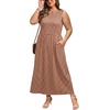 image:imageWIHOLL Summer Dresses for Women 2026 Maxi Dresses Long Flowy A Line Sleeveless Sundresses with PocketsBrown Gingham