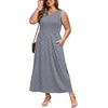 image:imageWIHOLL Summer Dresses for Women 2026 Maxi Dresses Long Flowy A Line Sleeveless Sundresses with PocketsNavy Stripes
