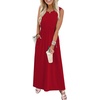 image:imageWIHOLL Summer Dresses for Women 2026 Maxi Dresses Long Flowy A Line Sleeveless Sundresses with PocketsRed