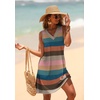 image:imageWIHOLL Summer Dresses for Women Beach Vacation Clothes Sundress Dress Hawaiian Boho Dresses Fashion Travel Cruise OutfitsColorful Stripe