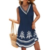 image:imageWIHOLL Summer Dresses for Women Beach Vacation Clothes Sundress Dress Hawaiian Boho Dresses Fashion Travel Cruise OutfitsNavy Ethnic Floral