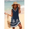 image:imageWIHOLL Summer Dresses for Women Beach Vacation Clothes Sundress Dress Hawaiian Boho Dresses Fashion Travel Cruise OutfitsNavy Ethnic Floral