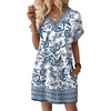 image:imageWIHOLL Summer Dresses for Women Casual Tshirt Dress Midi Dresses Fashion Beach Vacation Clothes1blue White Ethnic