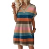 image:imageWIHOLL Summer Dresses for Women Casual Tshirt Dress Midi Dresses Fashion Beach Vacation Clothes1colorful Stripe