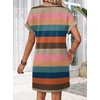 image:imageWIHOLL Summer Dresses for Women Casual Tshirt Dress Midi Dresses Fashion Beach Vacation Clothes1colorful Stripe