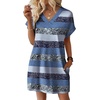 image:imageWIHOLL Summer Dresses for Women Casual Tshirt Dress Midi Dresses Fashion Beach Vacation Clothes2blue Gray Stripe