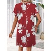 image:imageWIHOLL Summer Dresses for Women Casual Tshirt Dress Midi Dresses Fashion Beach Vacation Clothes3red Lily Print