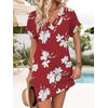 image:imageWIHOLL Summer Dresses for Women Casual Tshirt Dress Midi Dresses Fashion Beach Vacation Clothes3red Lily Print