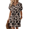 image:imageWIHOLL Summer Dresses for Women Casual Tshirt Dress Midi Dresses Fashion Beach Vacation Clothes4beige Leopard