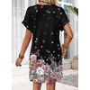 image:imageWIHOLL Summer Dresses for Women Casual Tshirt Dress Midi Dresses Fashion Beach Vacation ClothesBlack Ditsy Floral