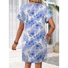 image:imageWIHOLL Summer Dresses for Women Casual Tshirt Dress Midi Dresses Fashion Beach Vacation ClothesBlue Leaf Floral