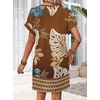 image:imageWIHOLL Summer Dresses for Women Casual Tshirt Dress Midi Dresses Fashion Beach Vacation ClothesBrown Leaf Print